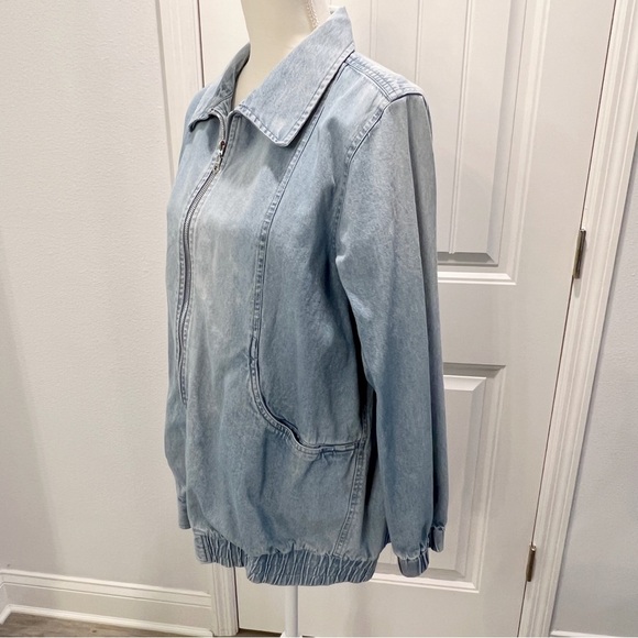 Vintage 80s Blair Light Denim Washed Zip Up Baggy Streetwear Denim Jacket Medium - Picture 3 of 13